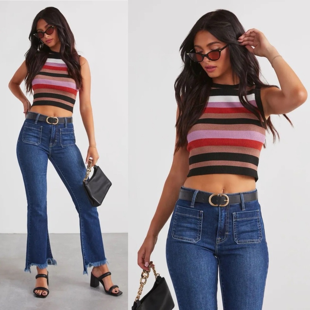 Old Soul Sleeveless Striped Sweater Top - Picture 2 of 3